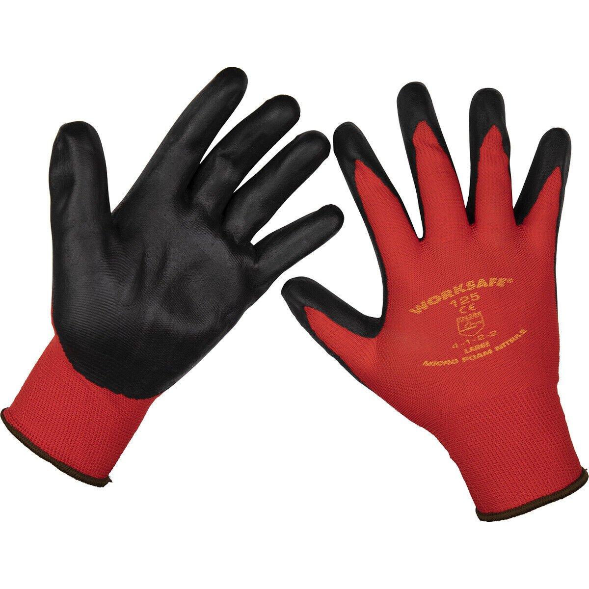 120 PAIRS Flexible Nitrile Foam Palm Gloves - Large - Abrasion Resistant Safety