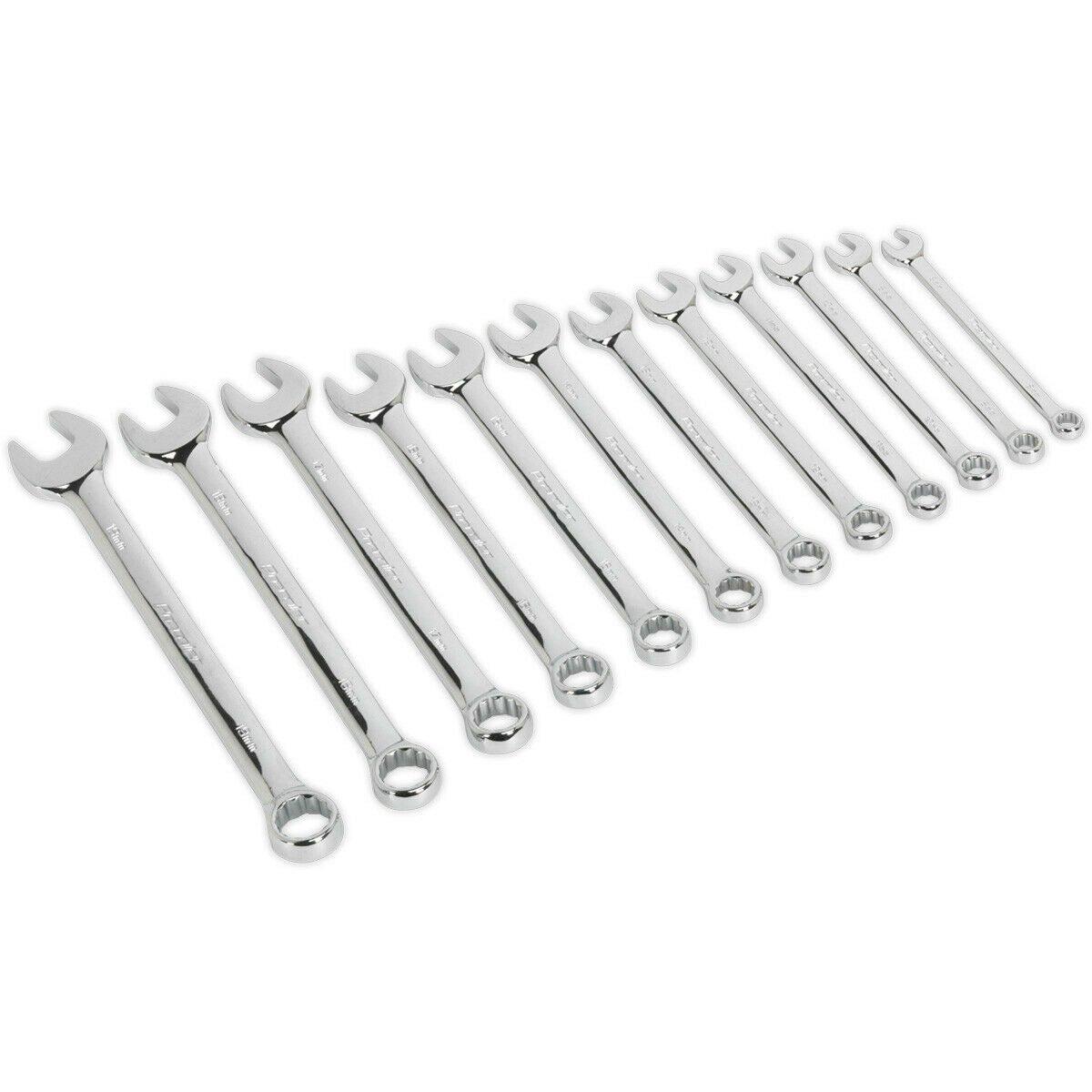 12pc Combination Hand Spanner Set - 8 to 19mm Metric 12 Point Socket Nut Wrench