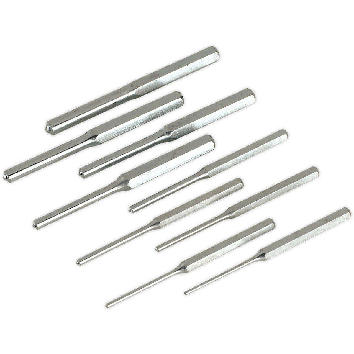 9 Pc Parallel Roll Pin Punch Set - Hardened & Tempered Steel Punches - Imperial