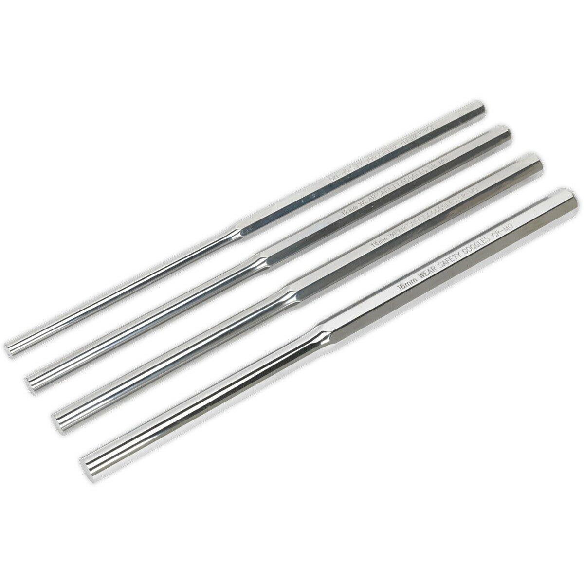 4 Piece 350mm Extra-Long Parallel Pin Punch Set - Hardened & Tempered - Chromoly
