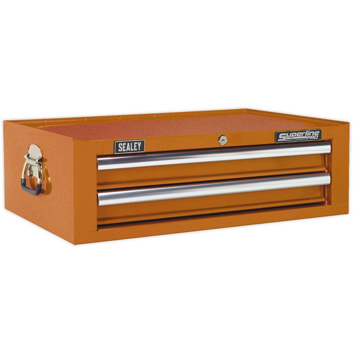 670 x 440 x 210mm ORANGE 2 Drawer MID-BOX Tool Chest Lockable Storage Cabinet