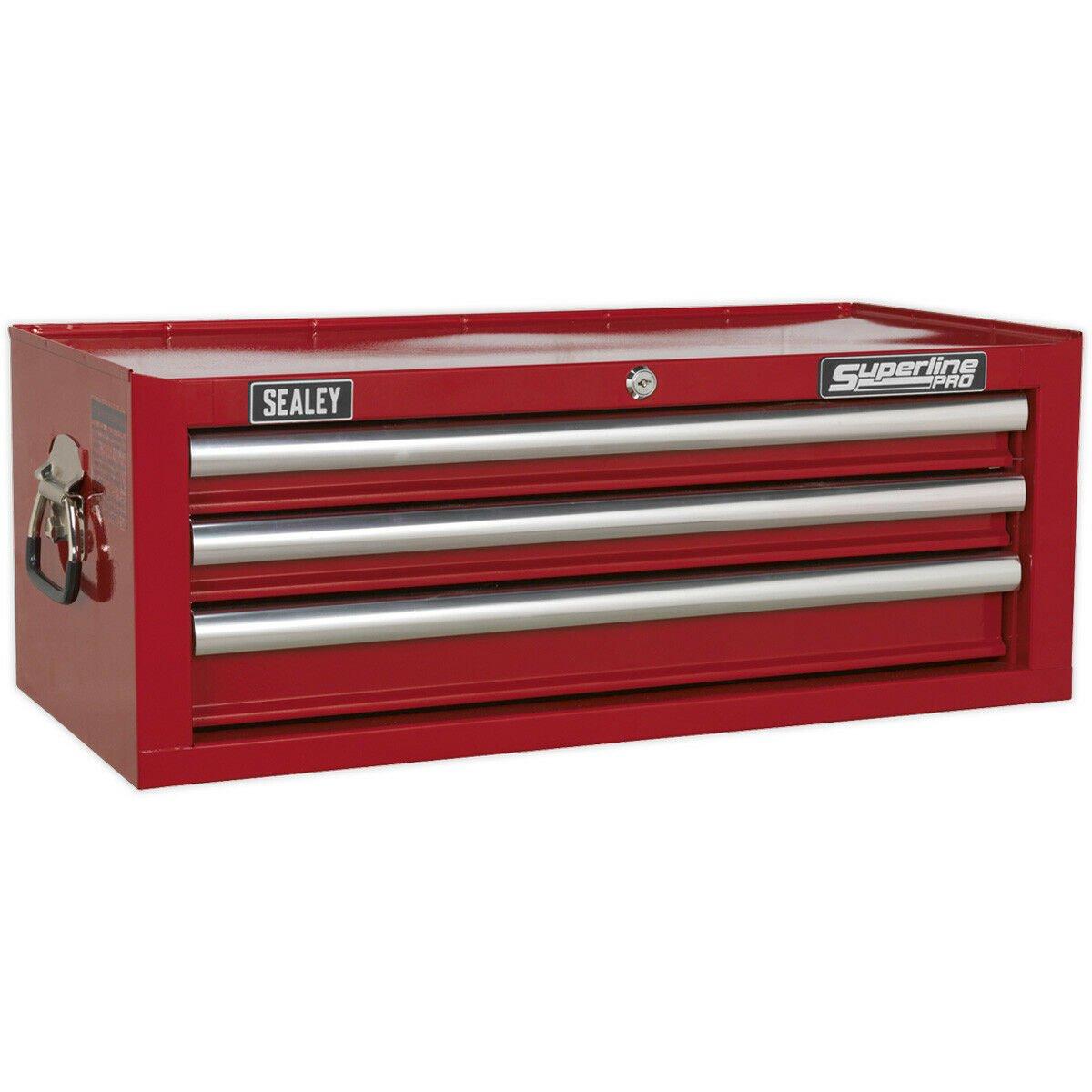 670 x 320 x 255mm RED 3 Drawer MID-BOX Tool Chest Lockable Storage Unit Cabinet