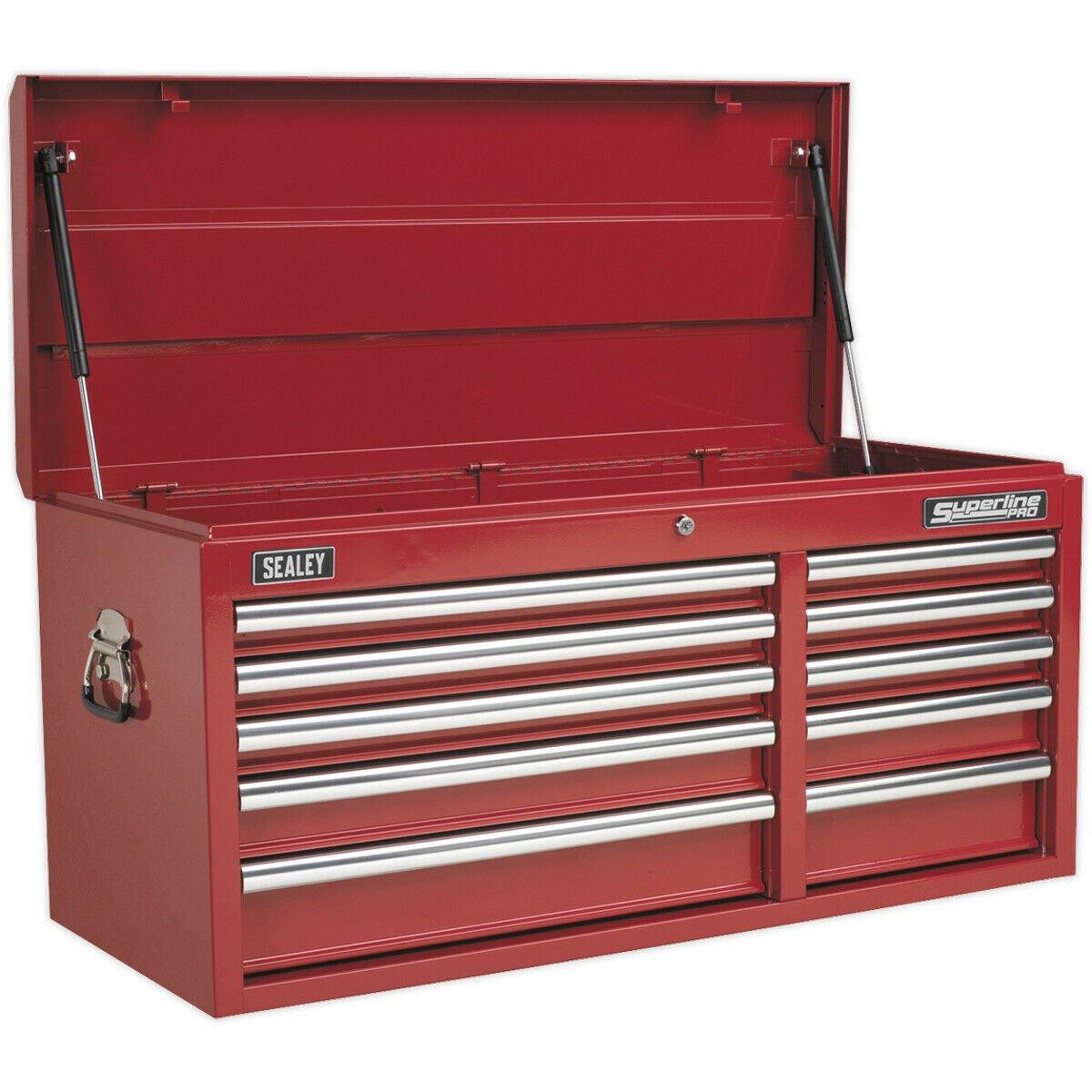 1025 x 435 x 495mm RED 10 Drawer Topchest Tool Chest Lockable Storage Cabinet
