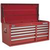 Loops 1025 x 435 x 495mm RED 10 Drawer Topchest Tool Chest Lockable Storage Cabinet thumbnail 1