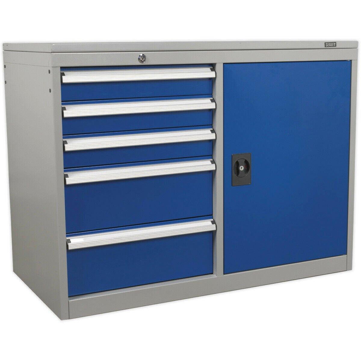 Industrial Tool Storage Cabinet - 5 Drawers & 1 Shelf Locker - Heavy Duty