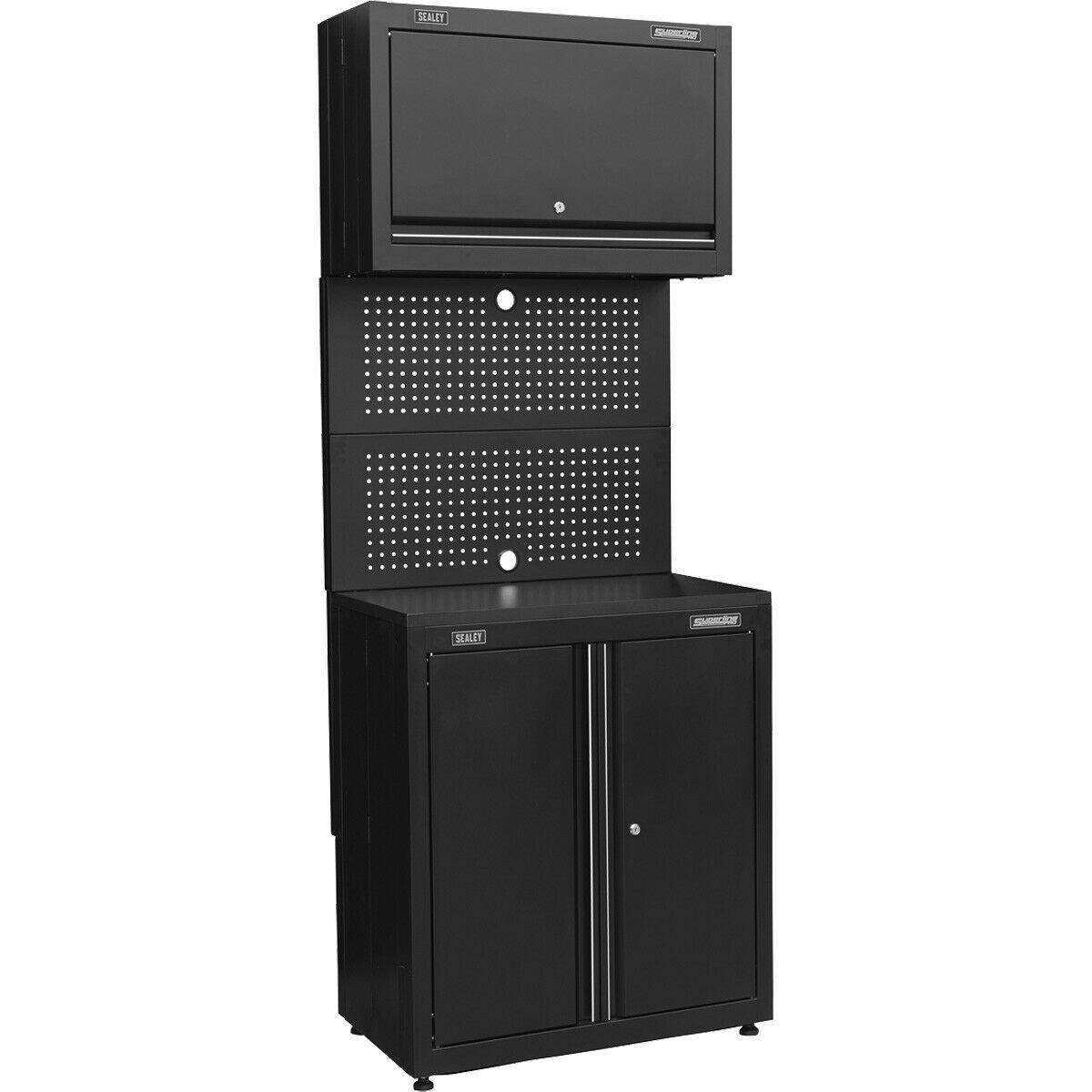 Modular Base & Wall Cabinet - Magnetic Door Latches - MDF Worktop - Pegboard