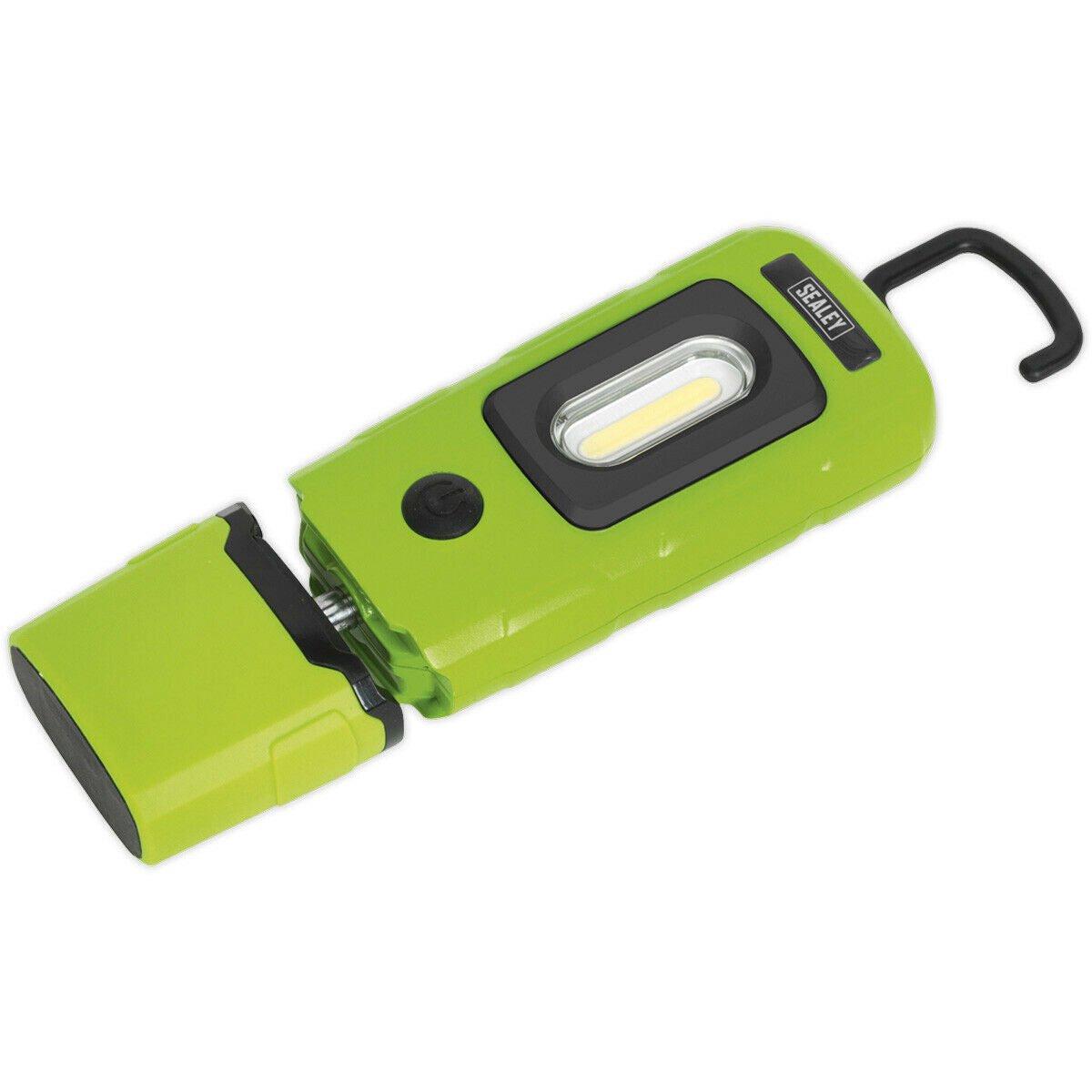 Lightweight Swivel Inspection Light - 3W COB & 1W SMD LED - Rechargeable - Green