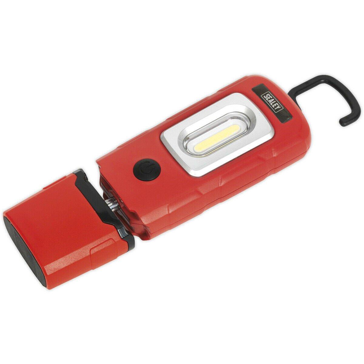 Lightweight Swivel Inspection Light - 3W COB & 1W SMD LED - Rechargeable - Red