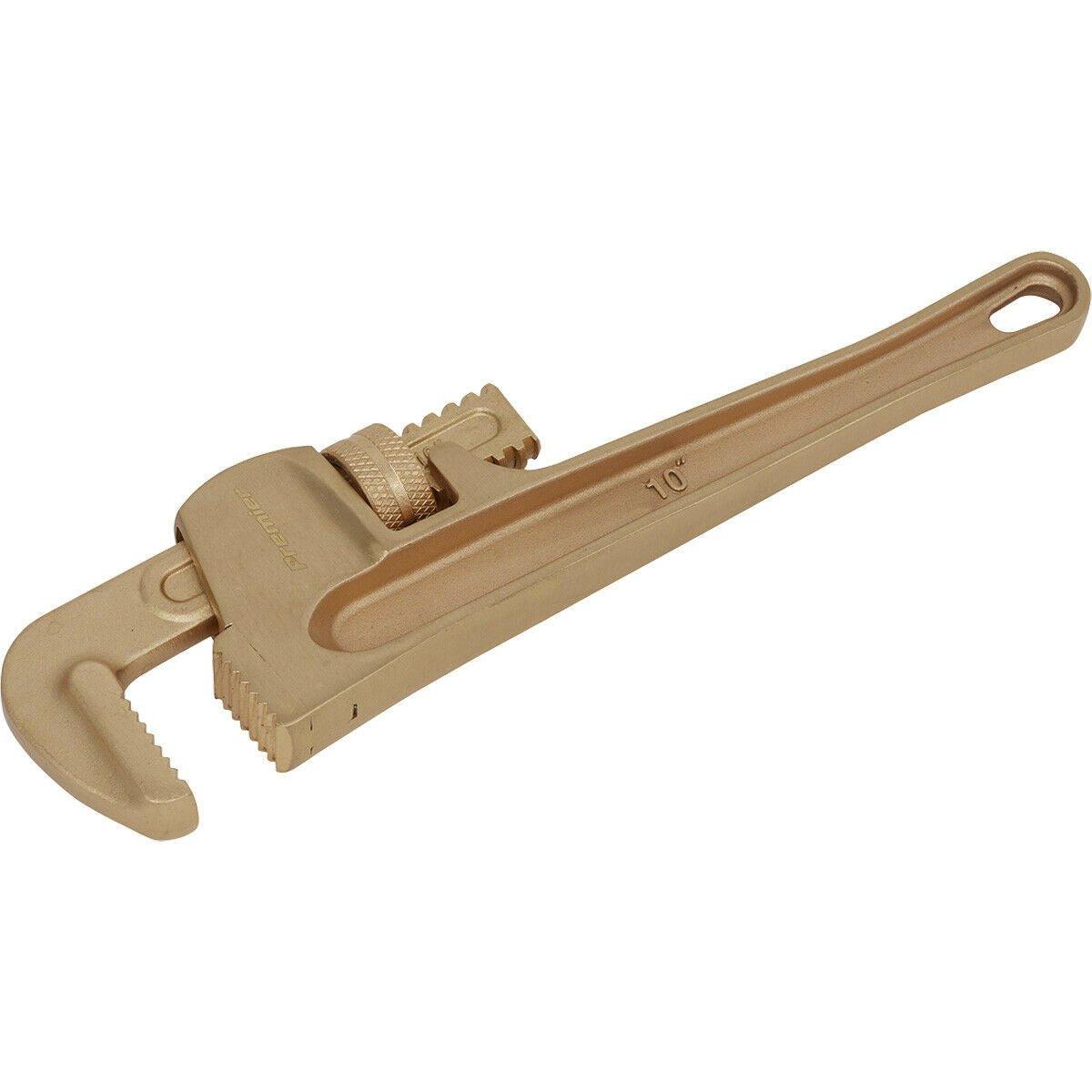 250mm Non-Sparking Adjustable Pipe Wrench - 45mm Jaw Capacity - Beryllium Copper