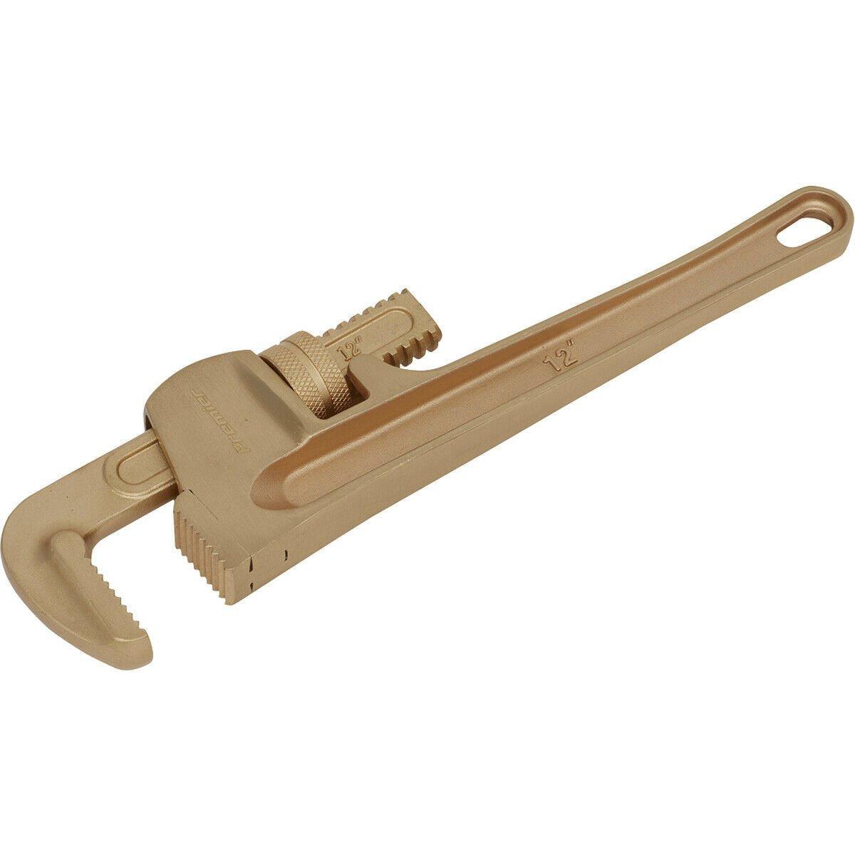 300mm Non-Sparking Adjustable Pipe Wrench - 60mm Jaw Capacity - Beryllium Copper