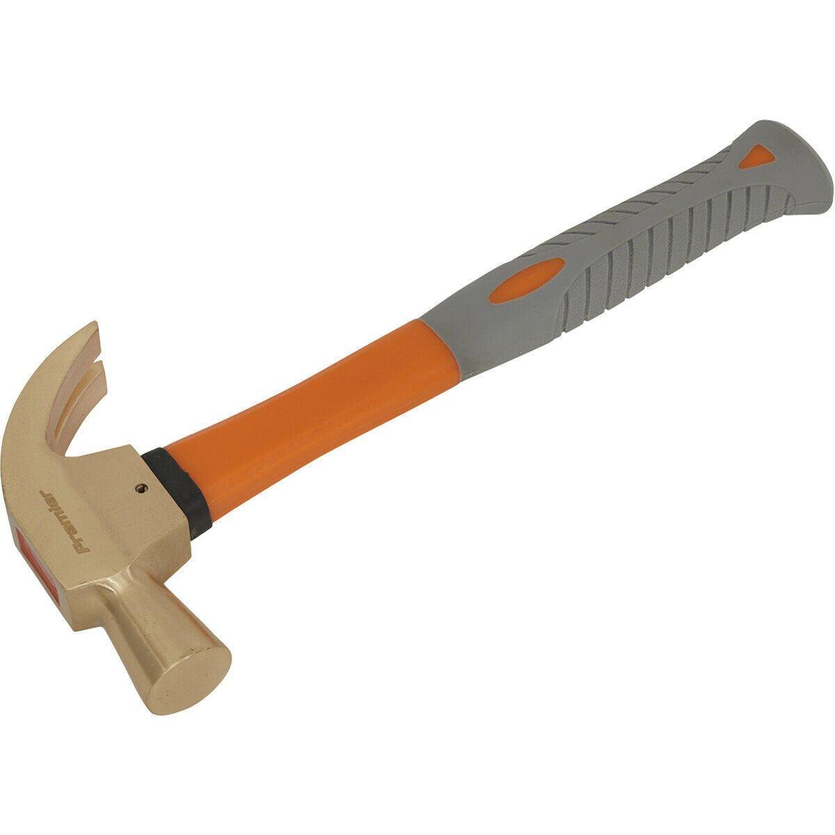 24oz Non-Sparking Claw Hammer - Fibre Glass Shaft - Shock Absorbing Grip