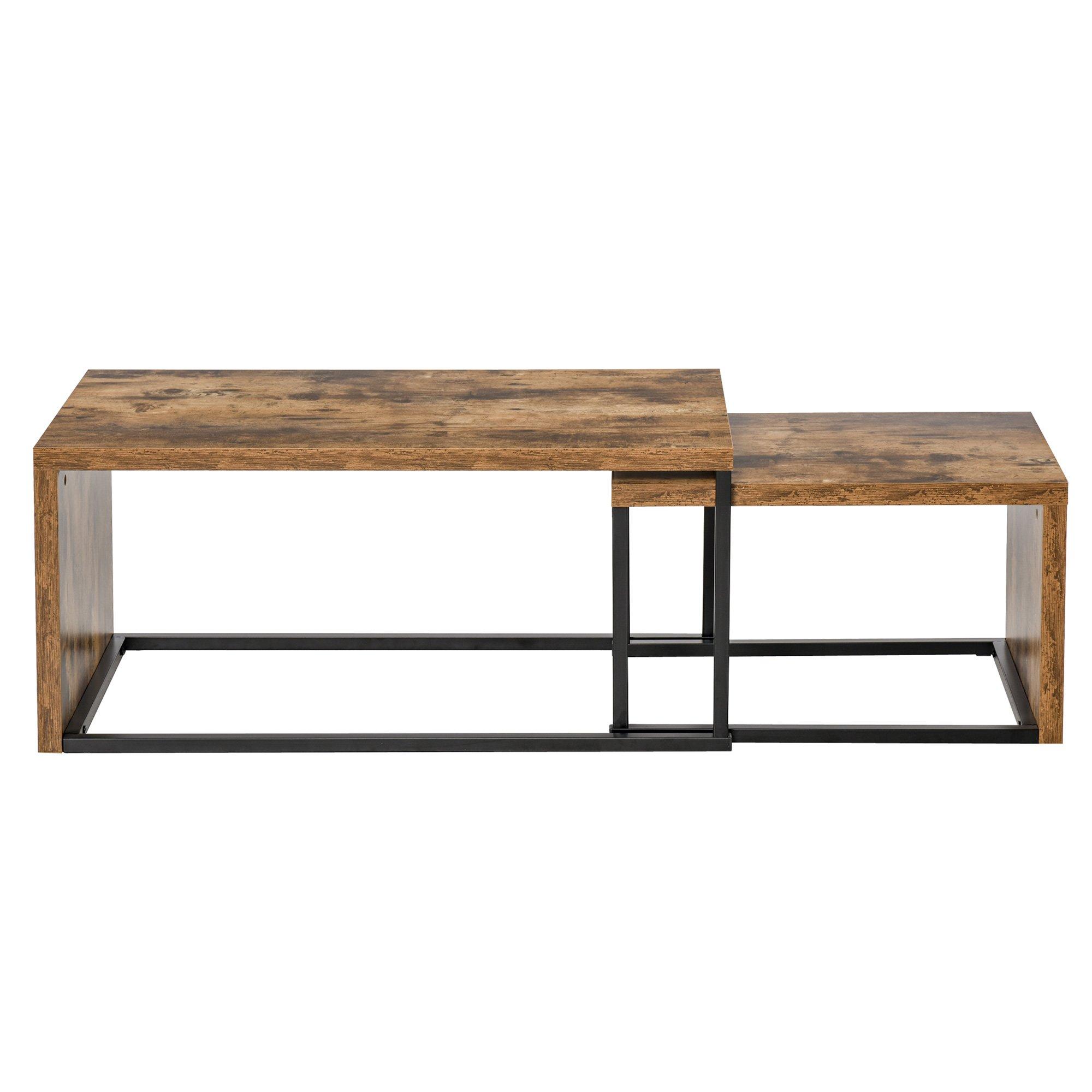2 Pieces Coffee Tables Set Industrial Style Side Table Living Room