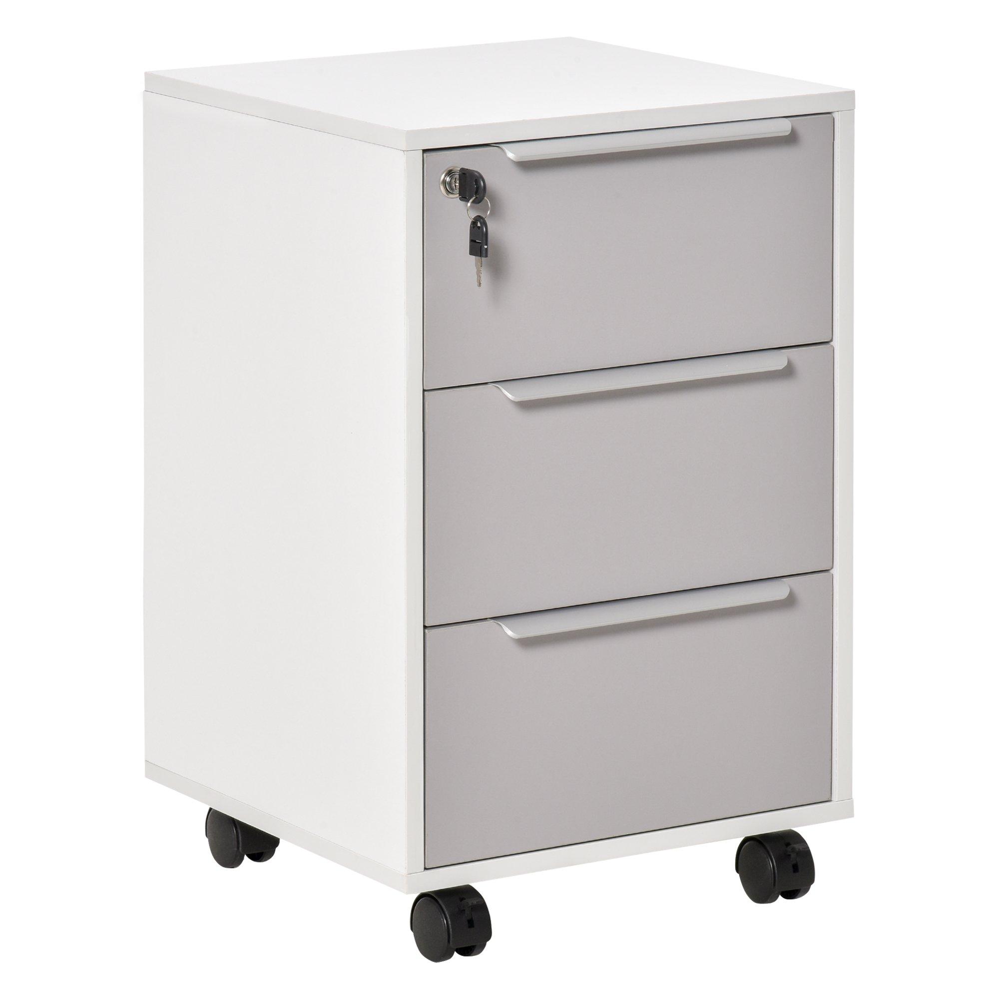 3-Drawer Locking File Cabinet Mobile Chest of Drawers Side Table