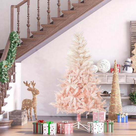 HOMCOM 6FT Realistic Design Faux Christmas Tree Metal Stand 3