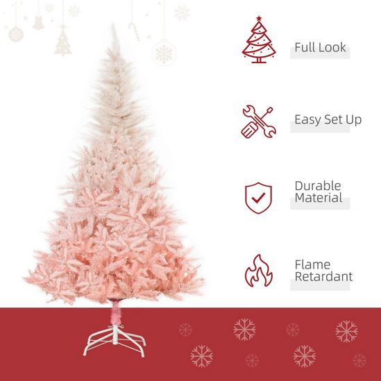 HOMCOM 6FT Realistic Design Faux Christmas Tree Metal Stand 5