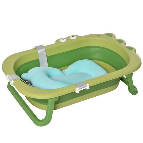 HOMCOM Ergonomic Baby Bath Tub for Toddler with Baby Cushion for 0-3 Years 1