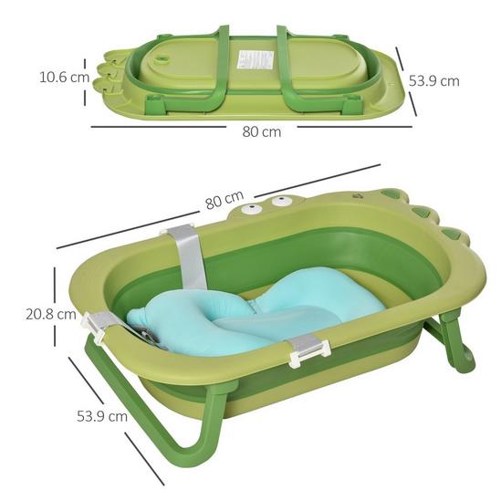 HOMCOM Ergonomic Baby Bath Tub for Toddler with Baby Cushion for 0-3 Years 3
