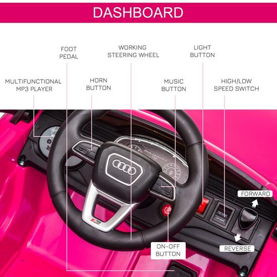 HOMCOM Audi RS Q8 6V Kids Electric Ride On Car Toy Remote MP3 Bluetooth 6