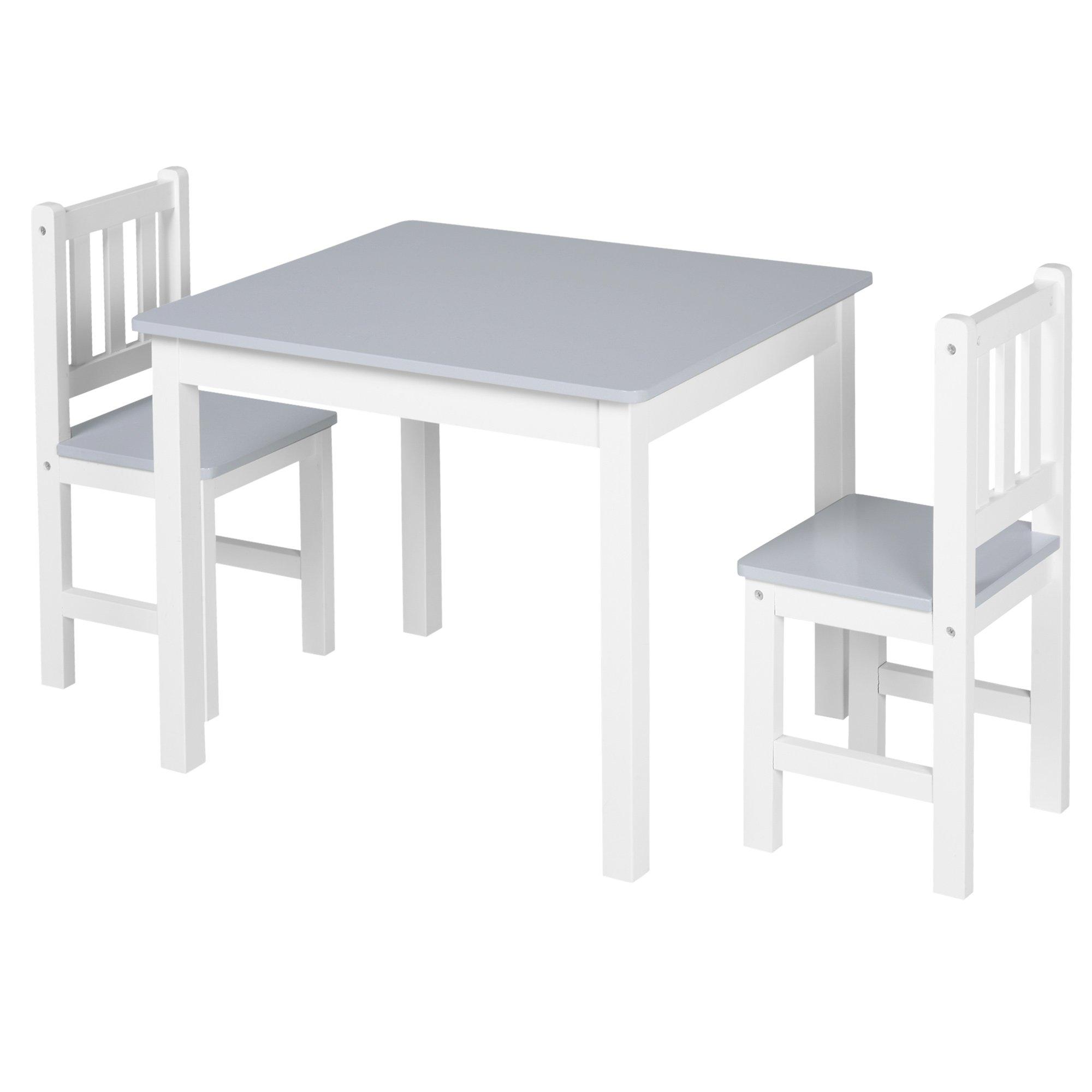 Kids Table and Chair Set 3 Pieces Toddler Study Desk for Writing Drawing Grey