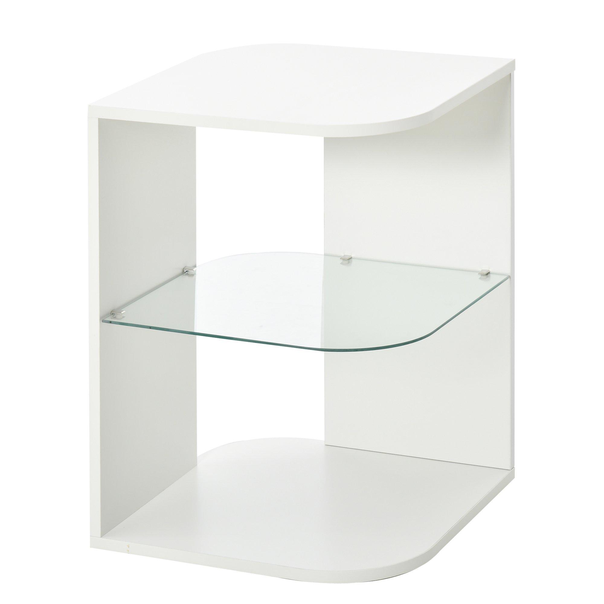 Modern Side Table Three Layer Bedside Table with 2 Shelves