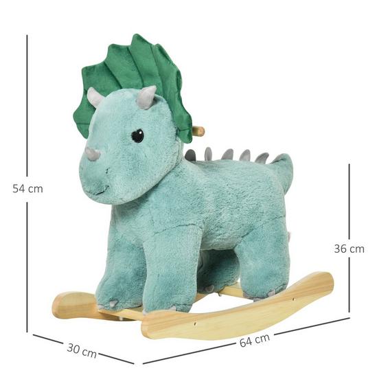 HOMCOM Kid Plush Ride-On Rocking Horse Triceratops Toy Rocker with Sound 3