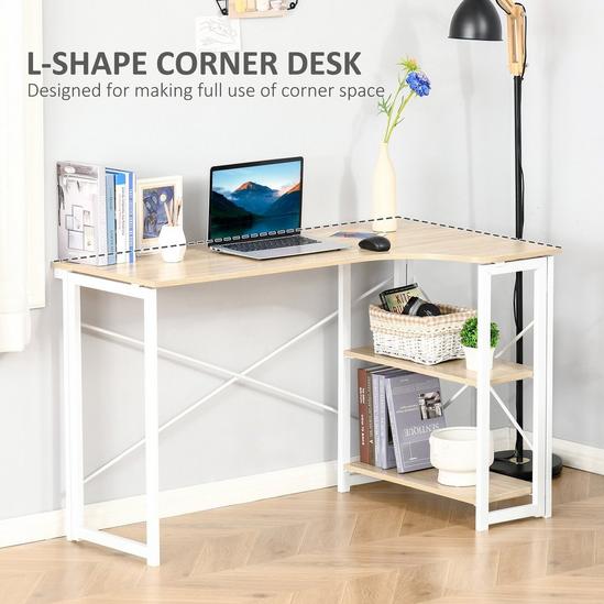 HOMCOM L-Shape Folding Corner Computer Desk with 2 Shelves for Home Office 5