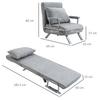 HOMCOM Single Sofa Bed Armchair Sofa Bed Guest Sleeper Lounge with Pillow thumbnail 3