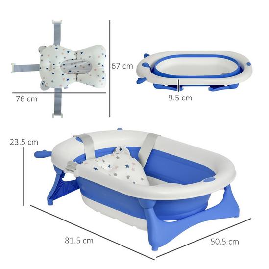 HOMCOM Foldable Portable Baby Bath Tub w/ Temperature-Induced Water Plug for 0-3 years 3