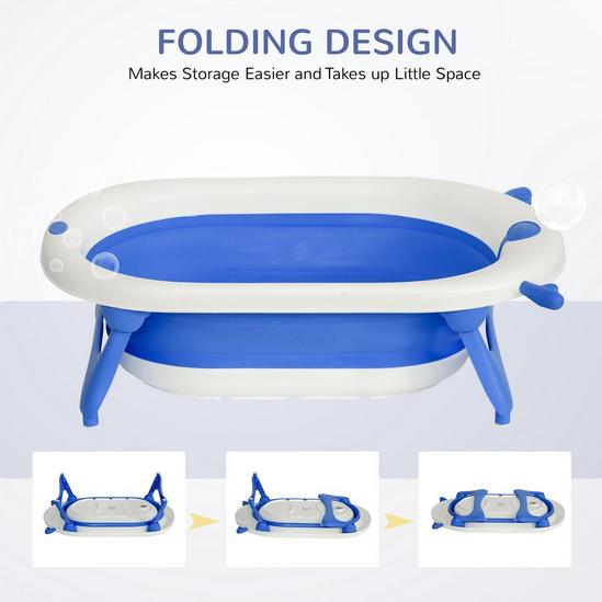 HOMCOM Foldable Portable Baby Bath Tub w/ Temperature-Induced Water Plug for 0-3 years 5