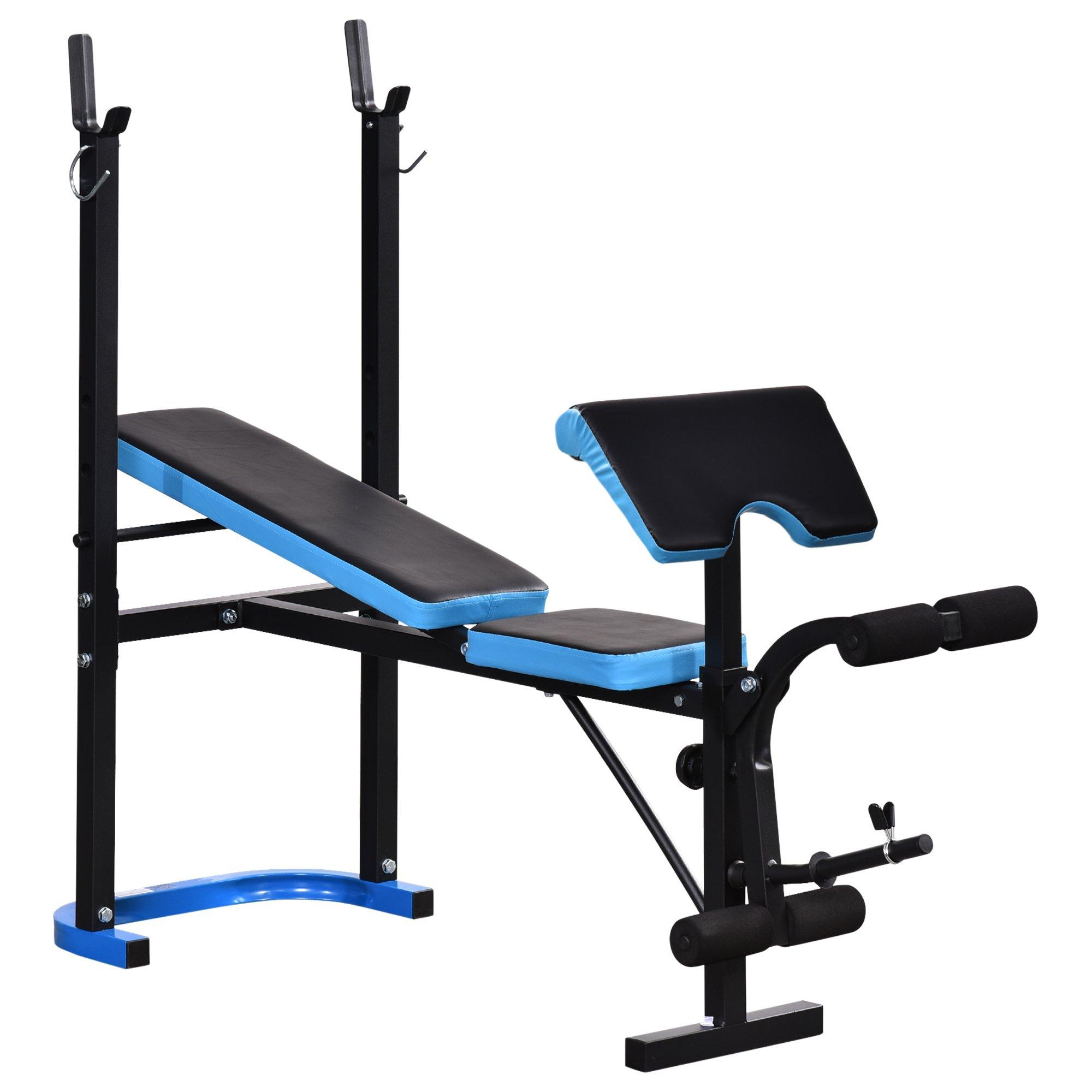 Adjustable Weight Bench with Leg Developer Barbell Rack for Home Gym Fitness