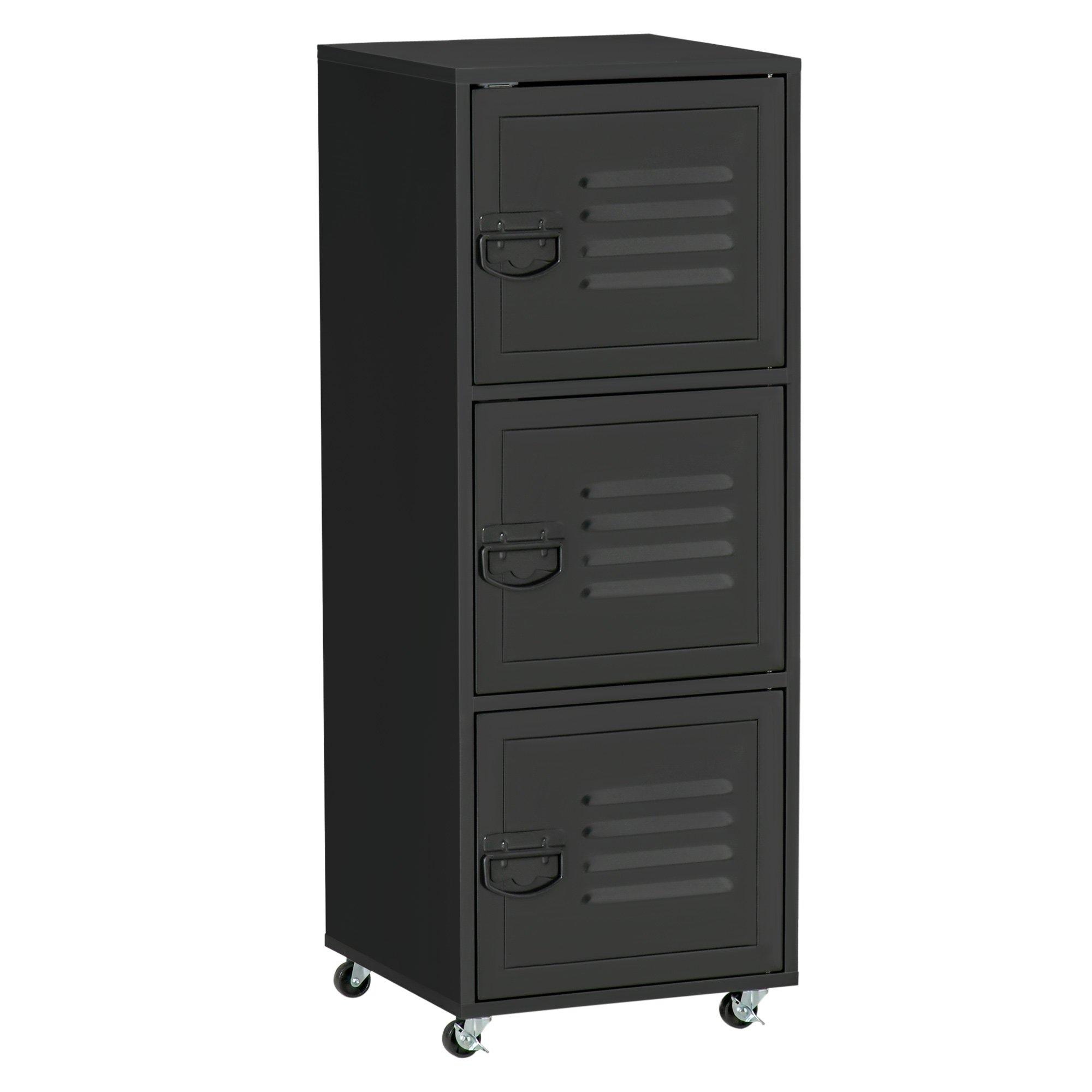 Rolling Storage Cabinet 3-Tier Mobile File Cabinet on Wheels