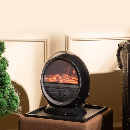 HOMCOM Table Top Electric Fireplace Heater W/ Flame Effect Rotatable Head Black 3