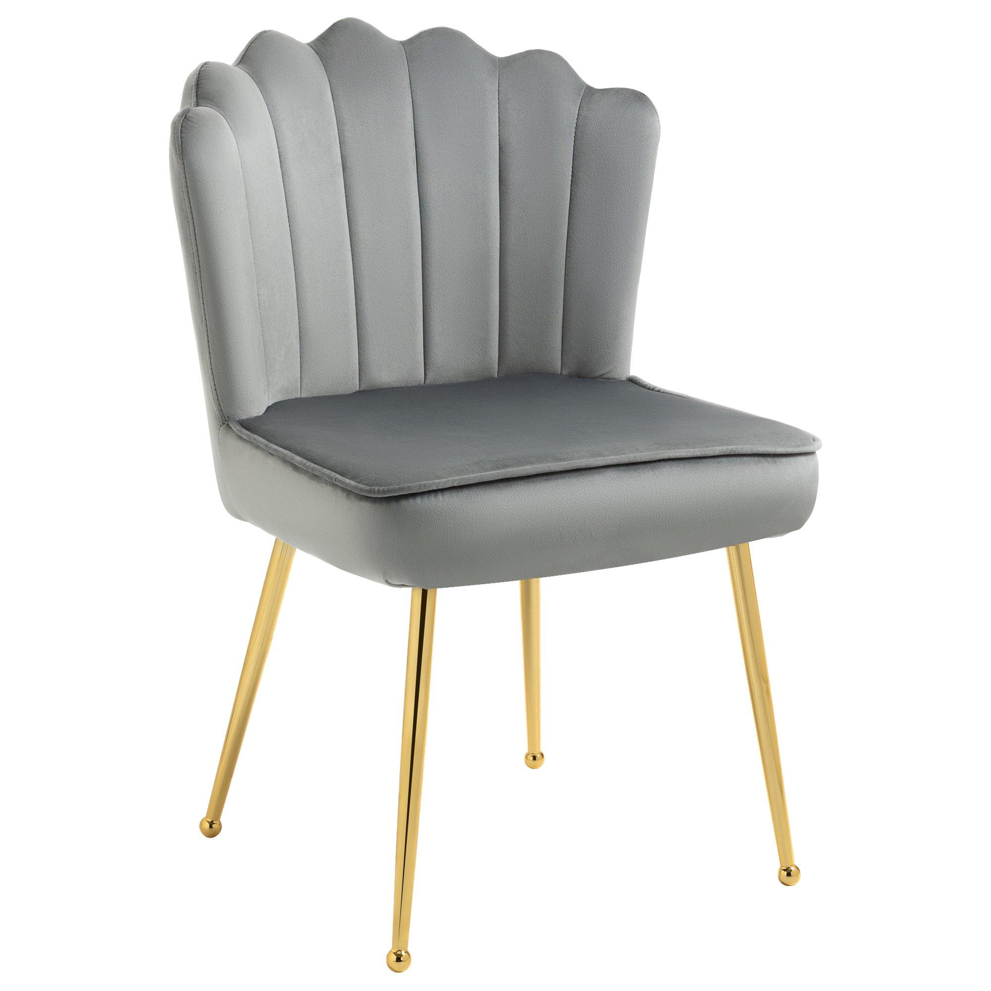 Velvet-Feel Shell Luxe Accent Chair Home Bedroom Lounge