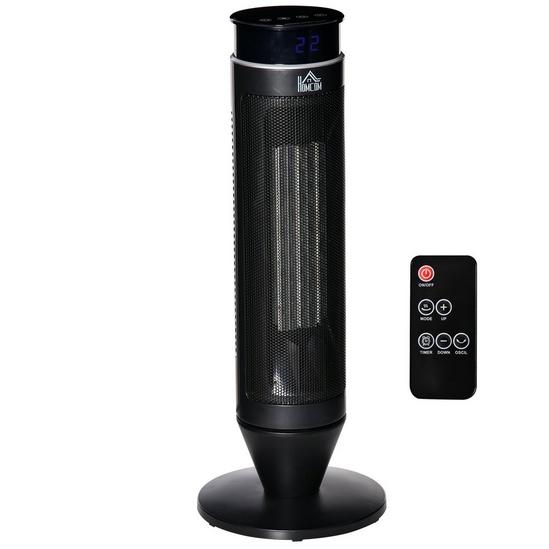 HOMCOM Tower Indoor Space Electric Heater w/ 42° Oscillation Remote Control Timer 1