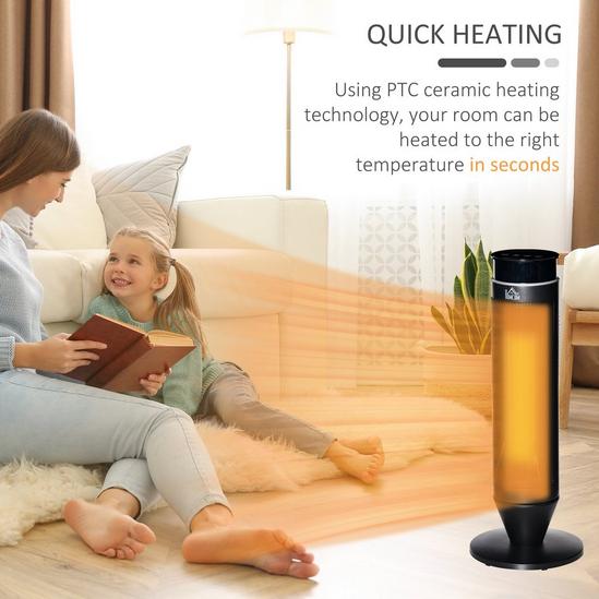 HOMCOM Tower Indoor Space Electric Heater w/ 42° Oscillation Remote Control Timer 5