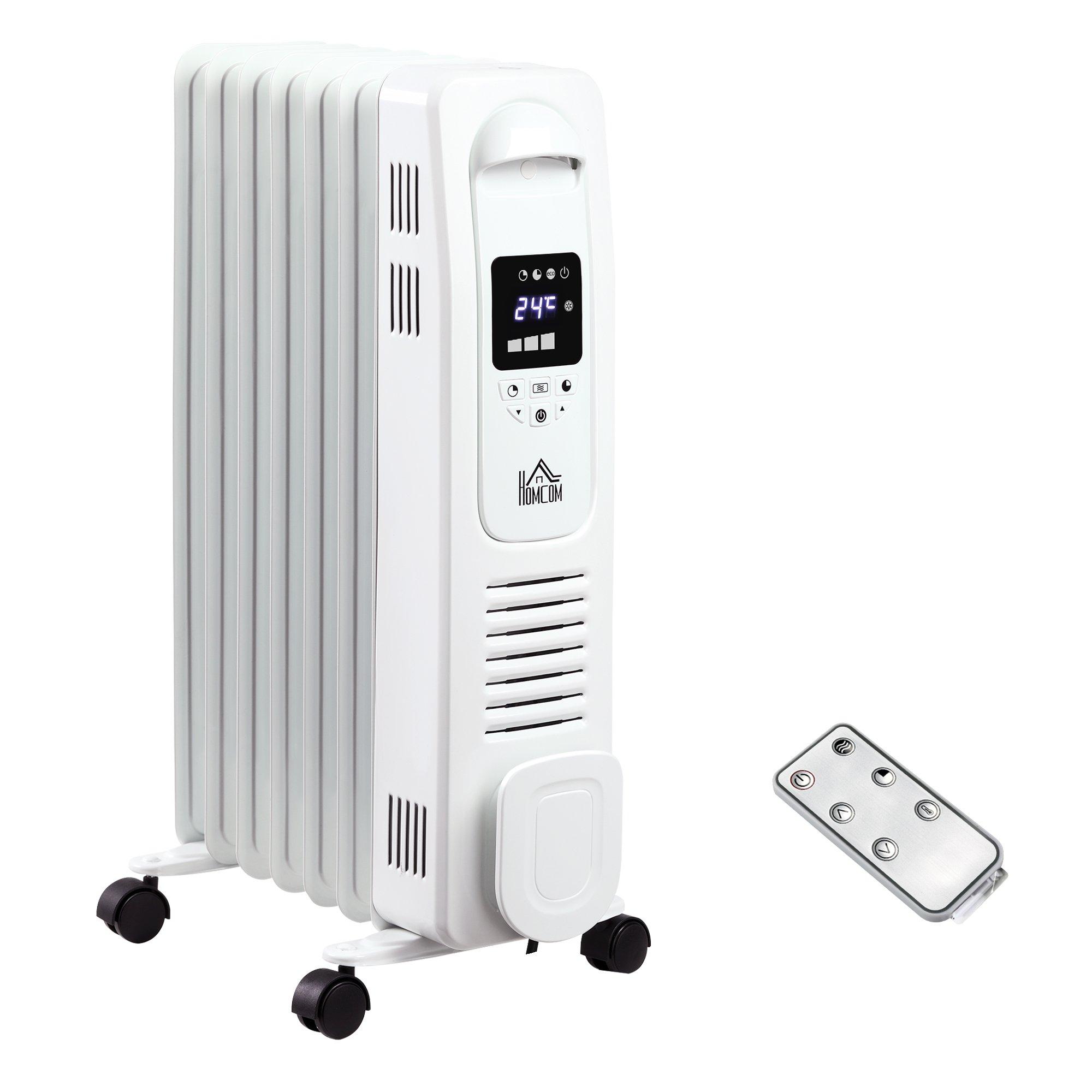 Oil Filled Radiator, 7 Fin Portable Heater with Timer Remote Control