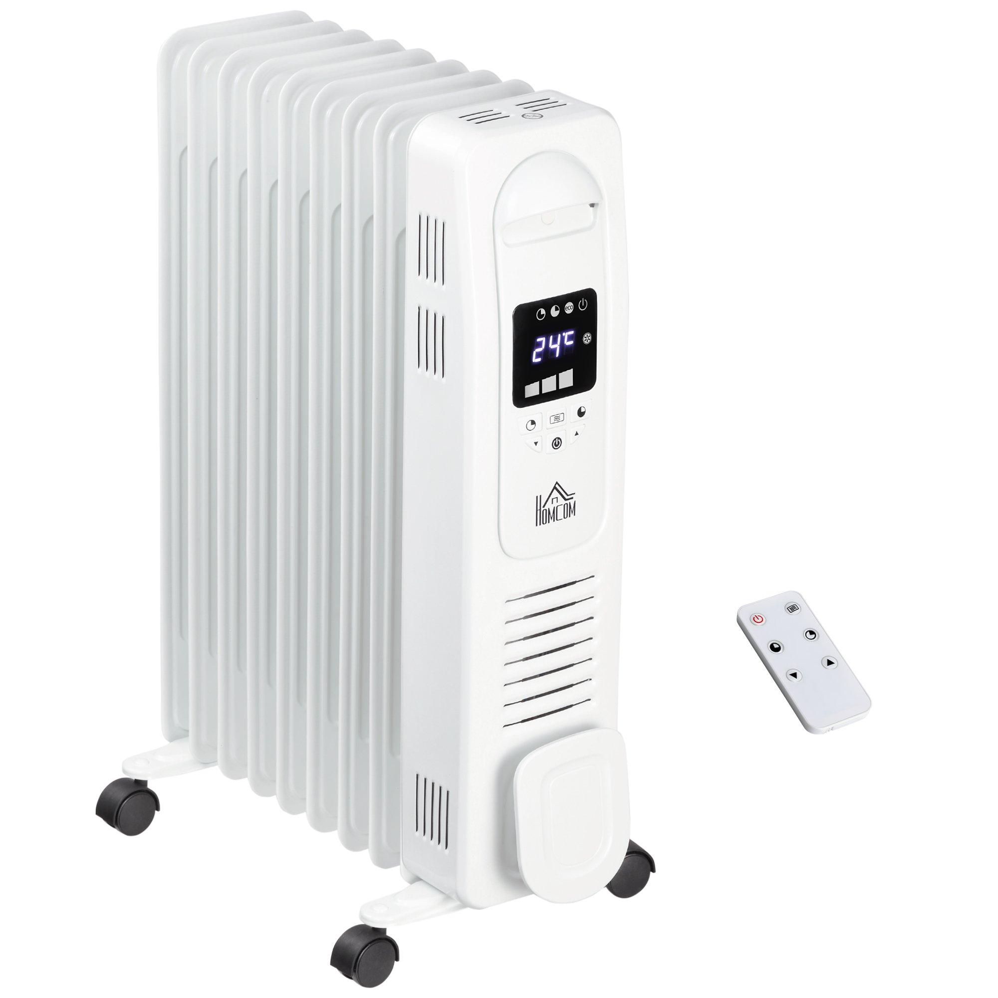 Oil Filled Radiator, 9 Fin Portable Heater with Timer Remote Control