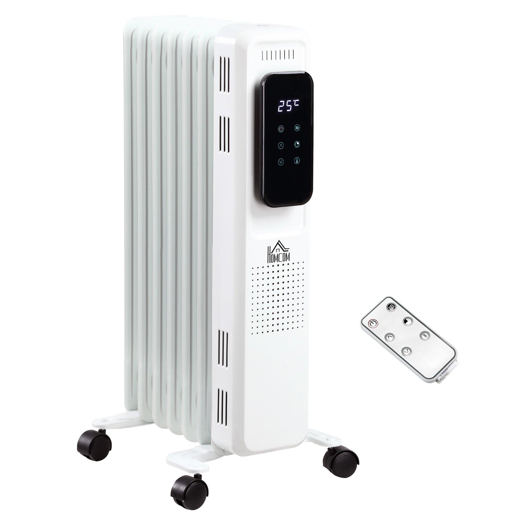 Oil Filled Radiator 7 Fin Portable Heater with Timer Remote Control
