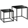 HOMCOM Nest of 2 Side Tables Set of Bedside Tables with Tempered Glass thumbnail 1