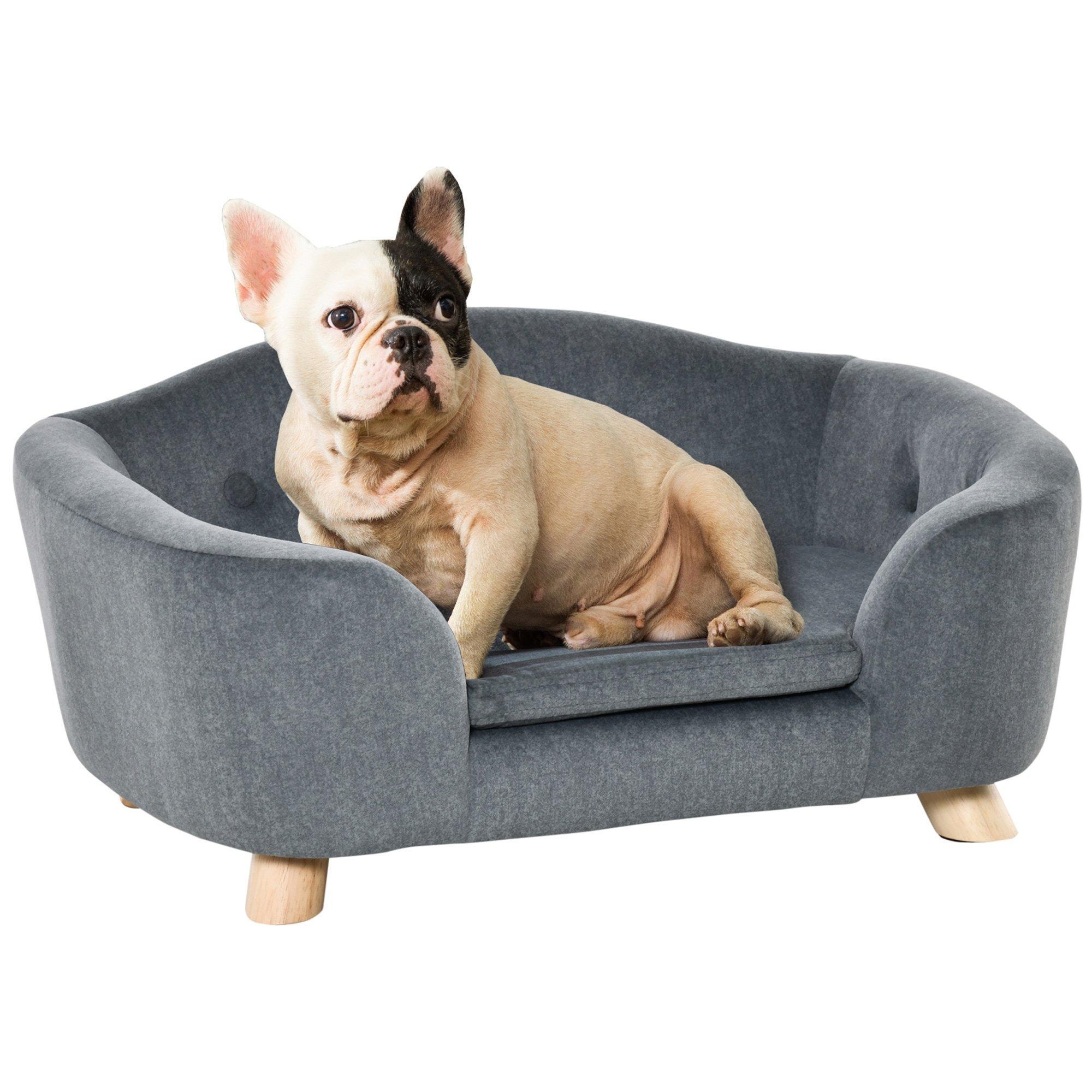 Pet Sofa Puppy Kitten Lounge, with Wooden Frame, Washable Cushion for Small Dog