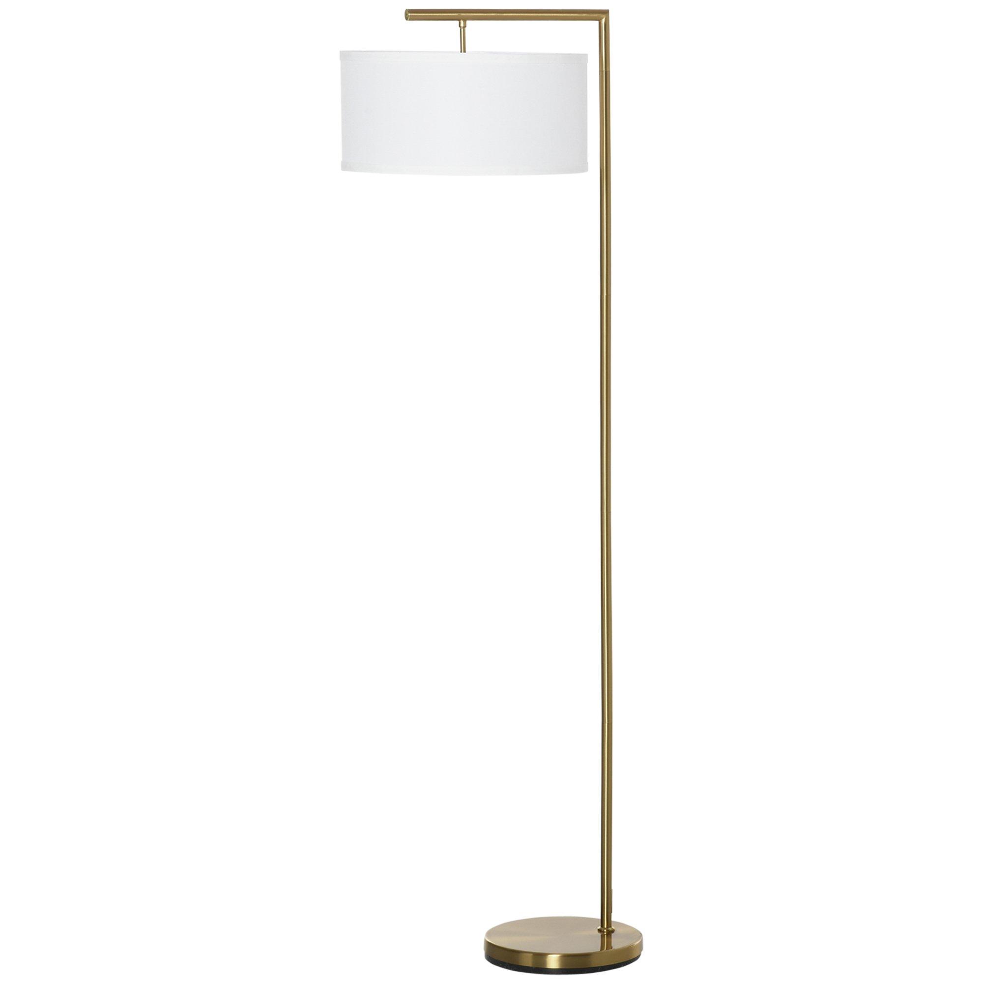 Modern Floor Lamp Tall Pole Light with Linen Shade E27 Holder