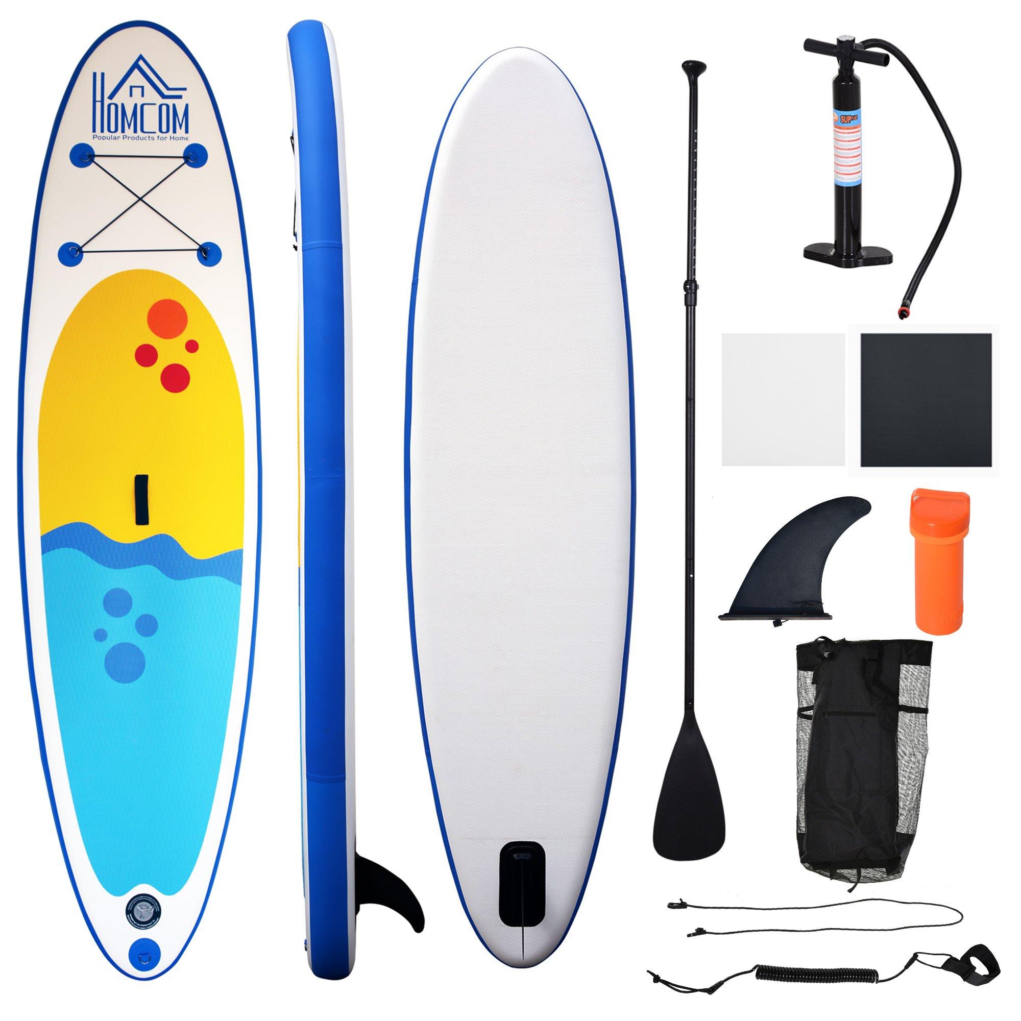 10ft Inflatable Surf Boards with Paddle, Fix Bag, Air Pump, Fin, Backpack -Blue