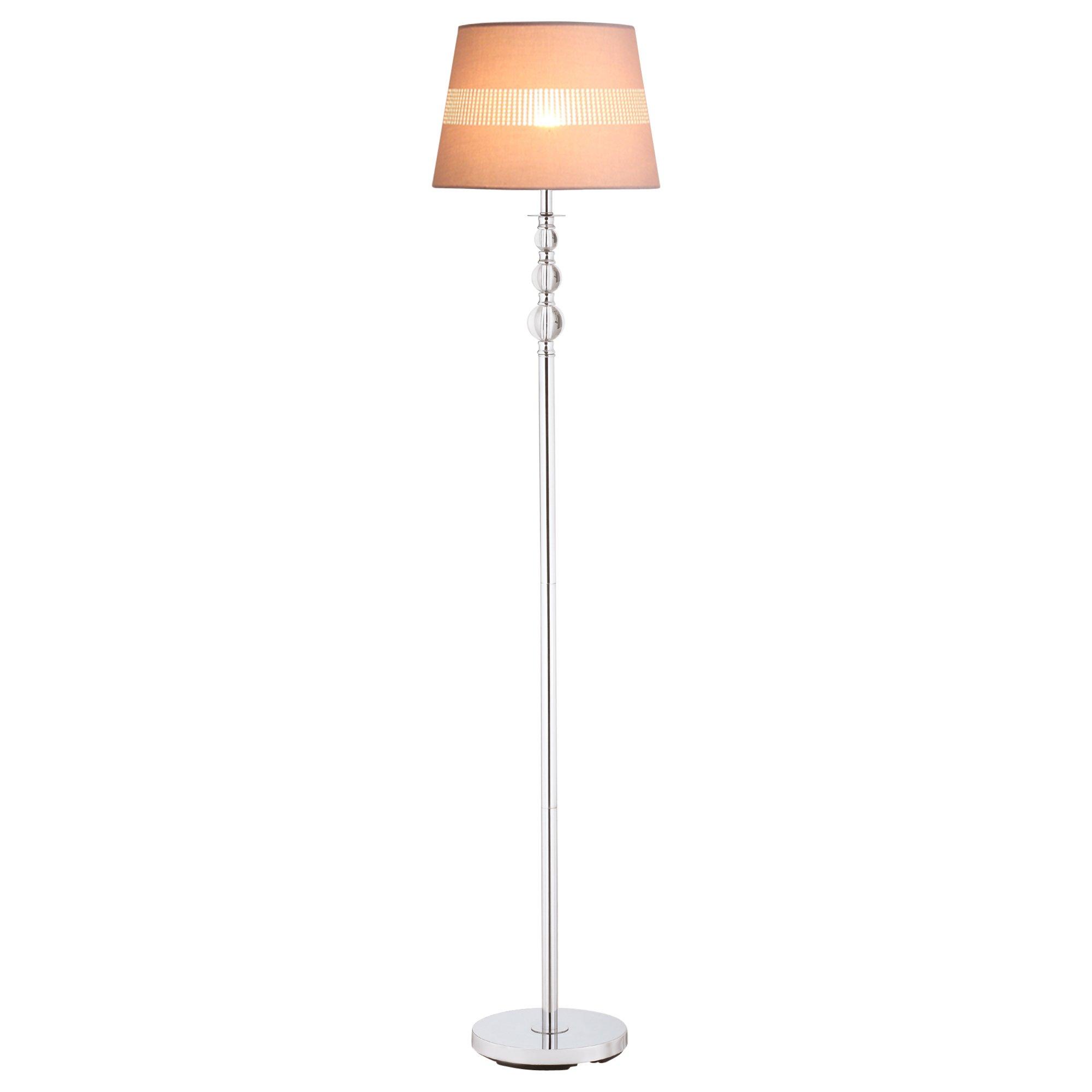Modern Floor Lamp Fabric Shade and Chrome Base Elegant Decoration