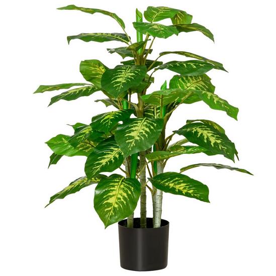 HOMCOM Artificial Evergreen Plant Realistic Fake Tree Potted Home Office 1