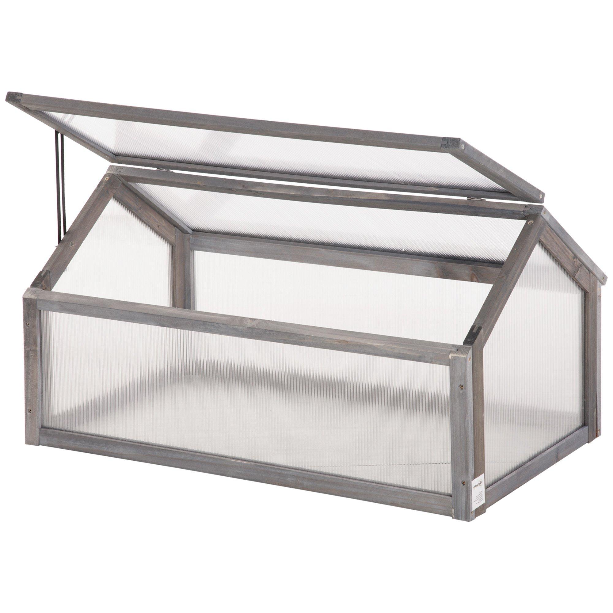 Wooden Cold Frame Greenhouse Garden Polycarbonate Grow House