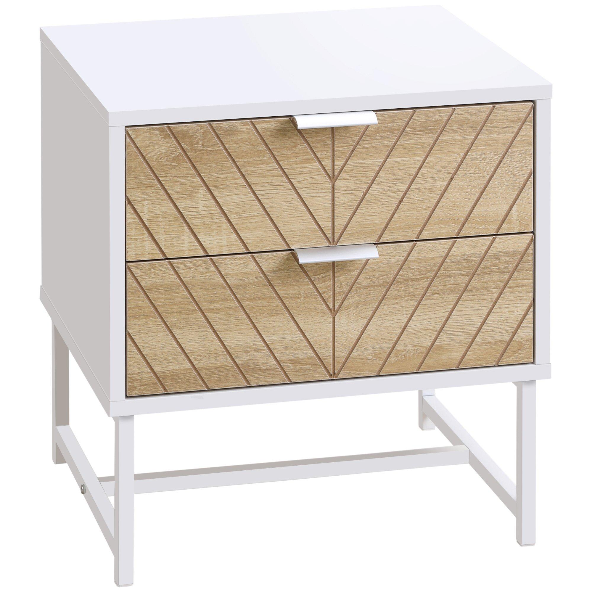 Modern Bedside Table with 2 Drawers Sofa Side Table for Bedroom