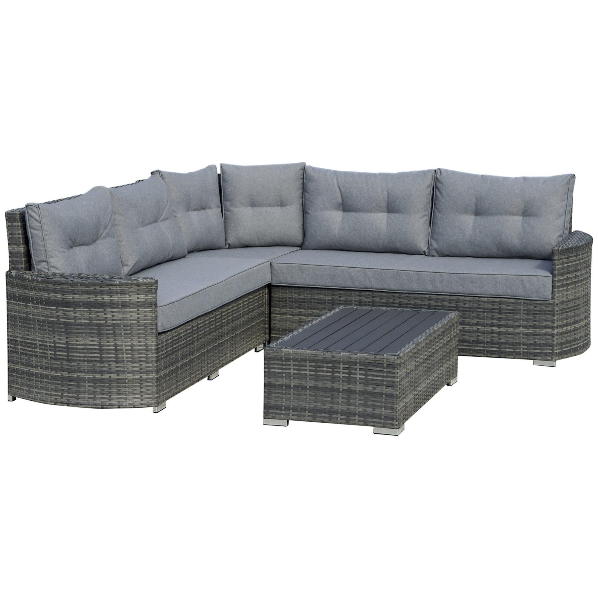 4 Pieces Aluminium Outdoor PE Rattan Sectional Conversation Corner sofa Set