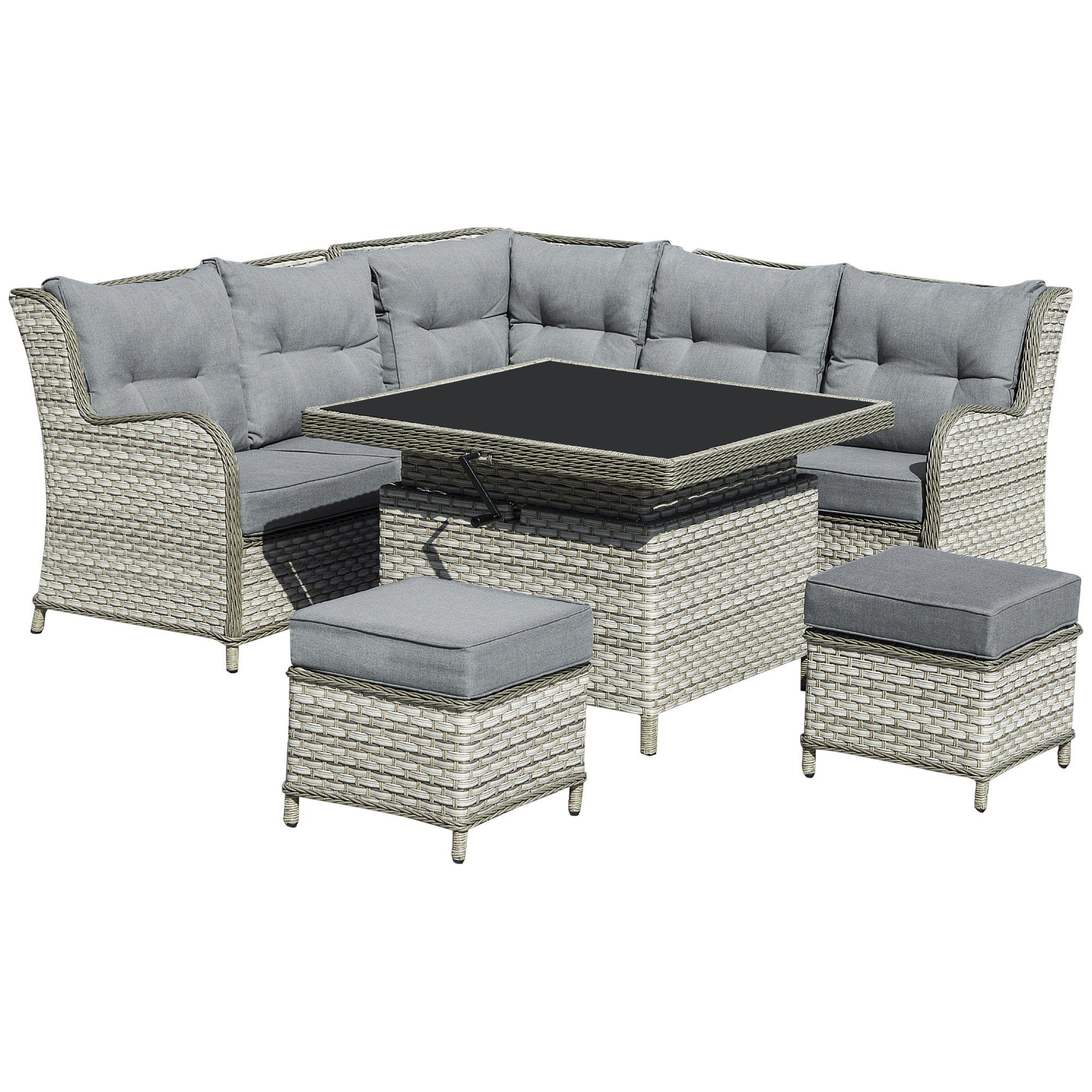 6 PCs Patio PE Rattan Wicker Sofa Set Sectional Conversation Furniture Set