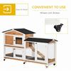PAWHUT Wooden Rabbit Hutch, Guinea Pig Cage w/ Wheels, Slide-Out Tray, Ramp thumbnail 4