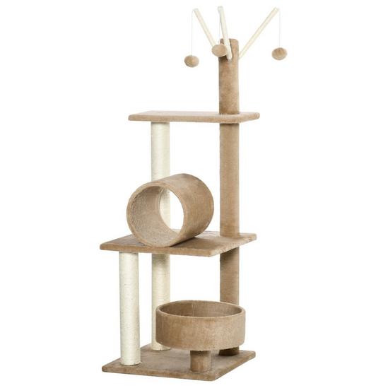 PAWHUT 121cm Cat Tree Tower for Indoor Kitten Activity Centre with Tunnel 1